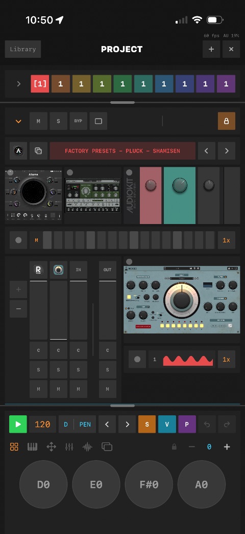 Prosession app — MIDI sequencer project view